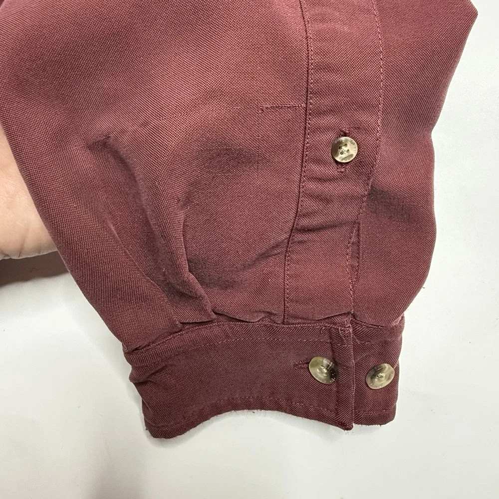 The North Face Mens XL Red Modal Blend Long Sleeve‎ Button Up Outdoor Shirt